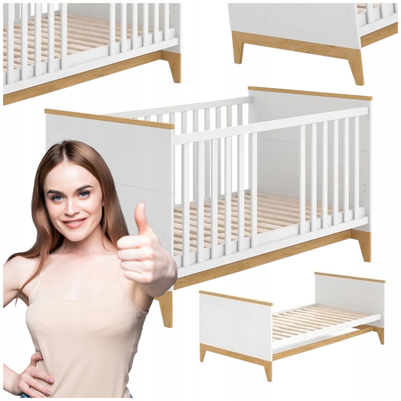 Detská Postieľka 140X70 Drevená S Zábranami Biela Posteľ Pre Dieťa