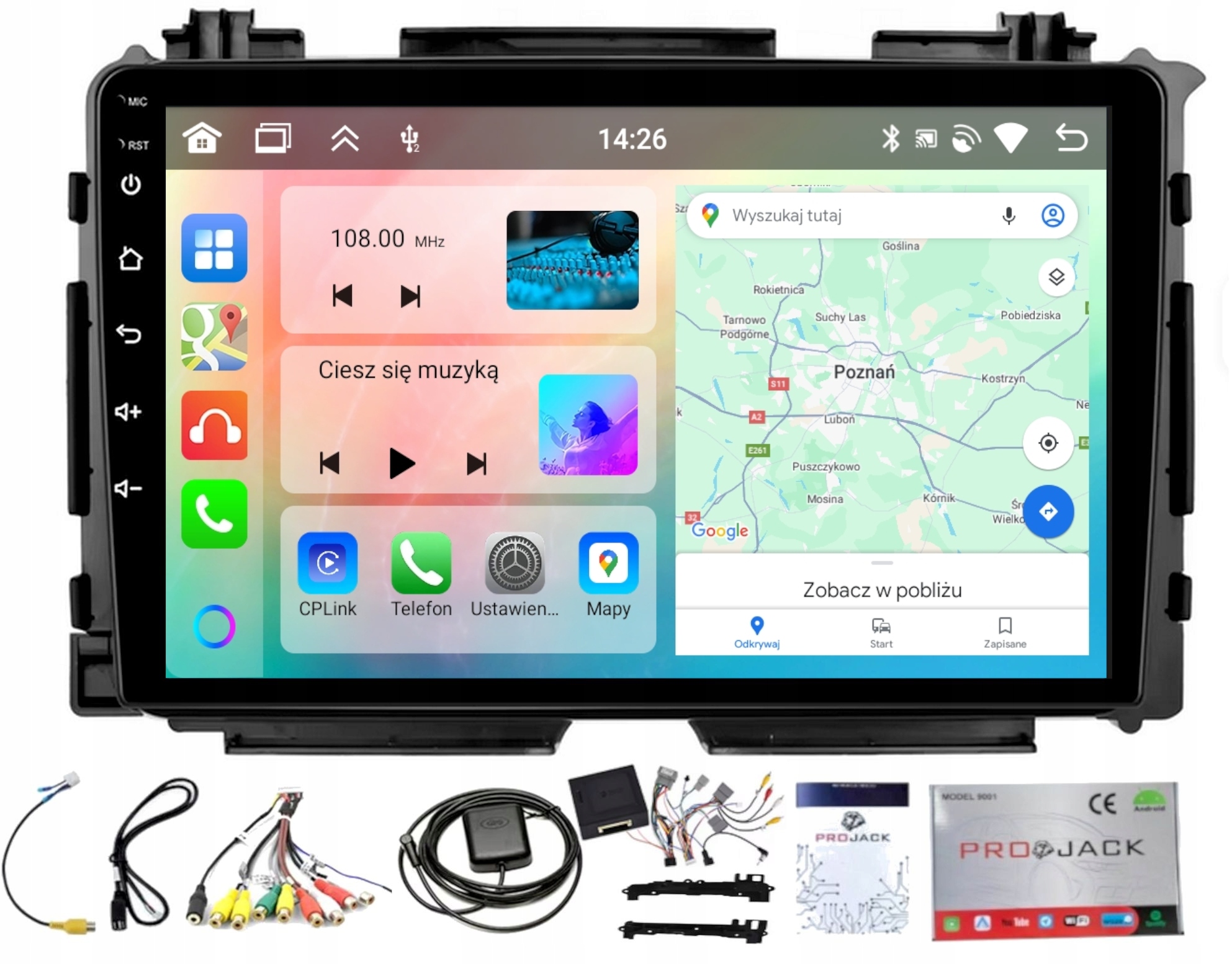 Rádio Navigácia Carplay Honda Hrv II 2014-2021 Bt Android 6GB 128GB