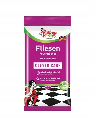 Levně 3x Poliboy, Vlhčené ubrousky na dlaždice a kamenné podlahy, 15 kusů