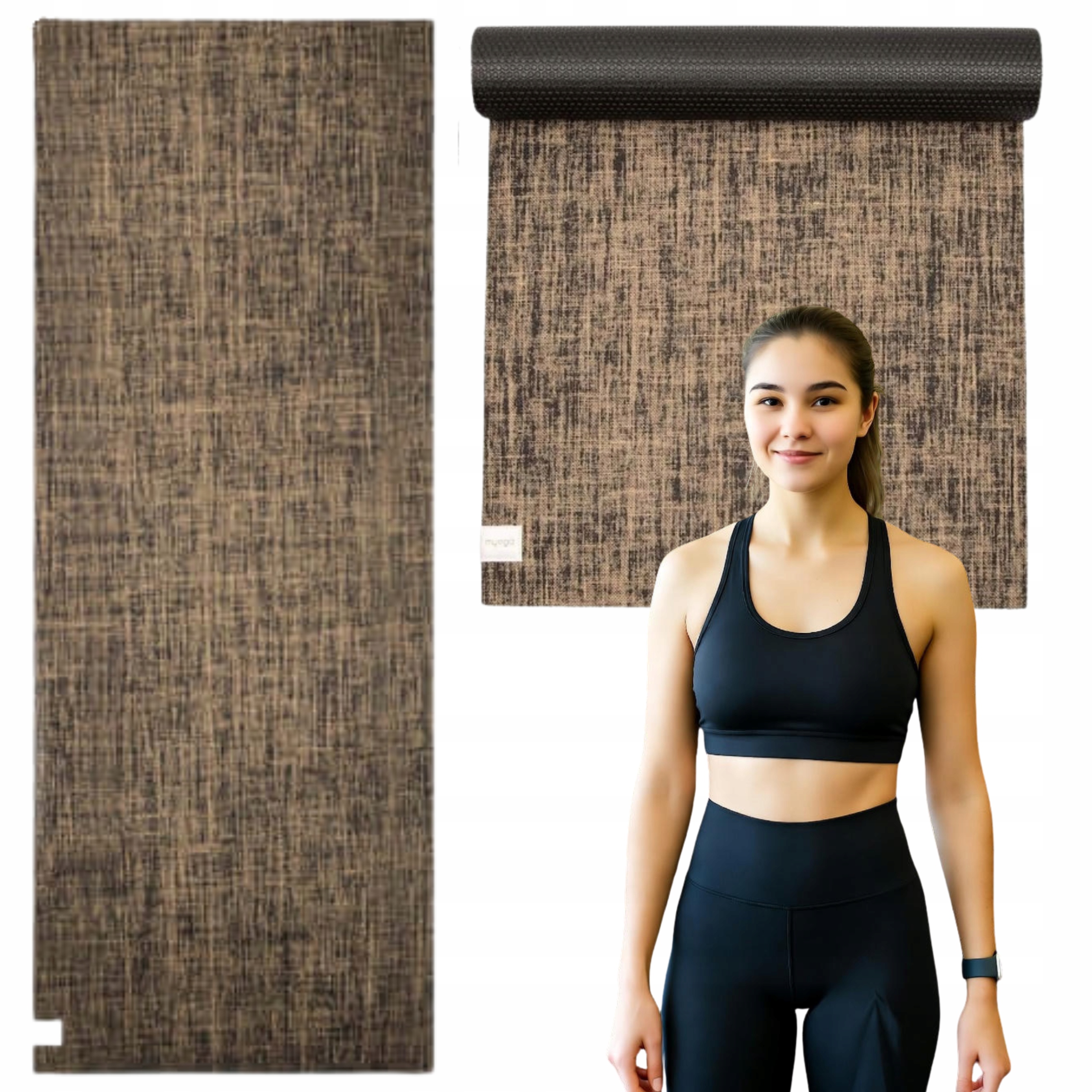 Mata do ćwiczeń jogi myga Jute 5 mm 100% naturalna oddychająca antypoślizgo