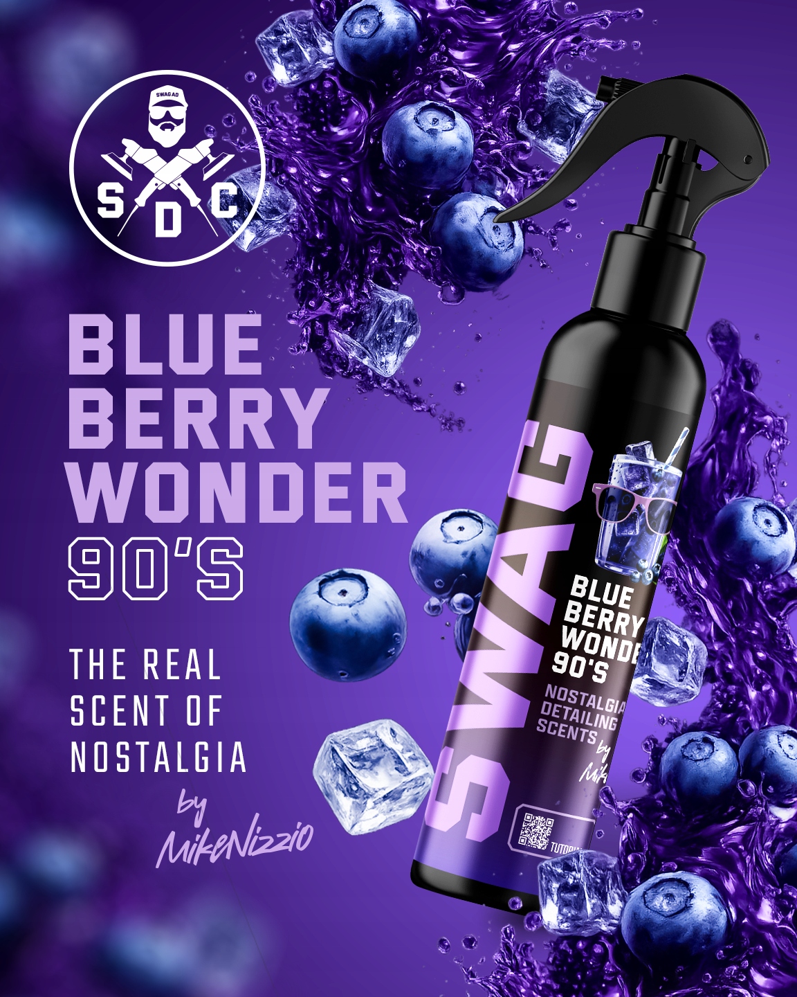 SWAG _ BLUEBERRY WONDER 90`S 150ML - ZAPACH DO AUTA - BORÓWKA AMERYKAŃSKA Producent Swag