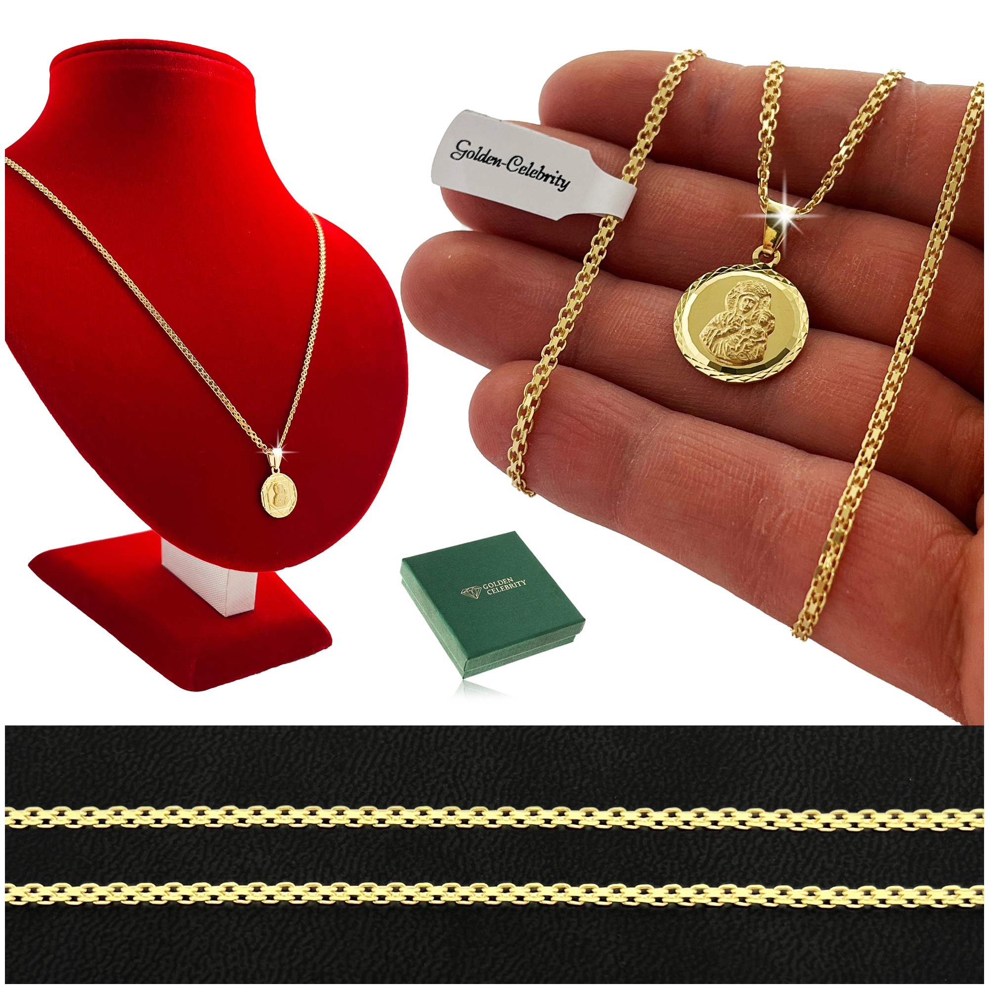 Krásný Zlatý Řetízek Bismark Přívěsek Medailon 925/585 Bonus 45 CM