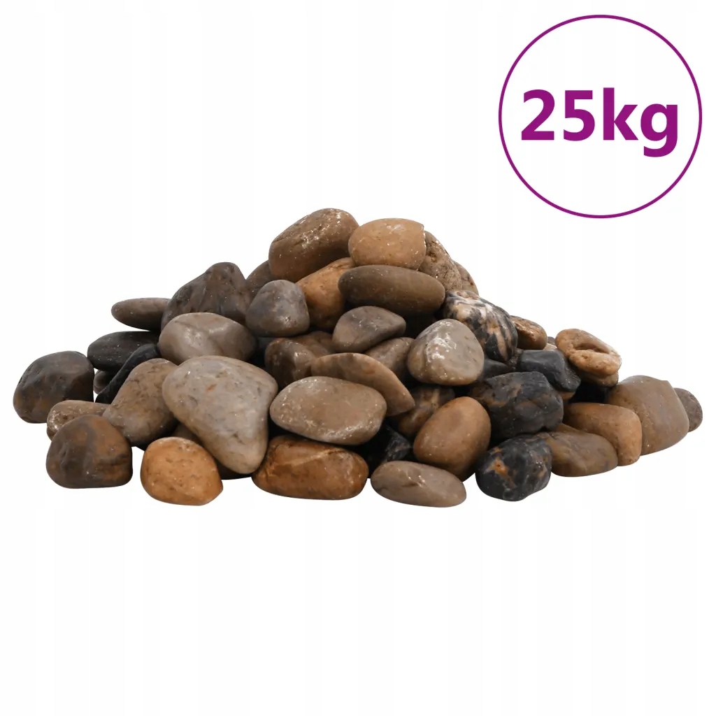 Leštěné kamínky, 25 kg, různobarevné, 2-5 cm