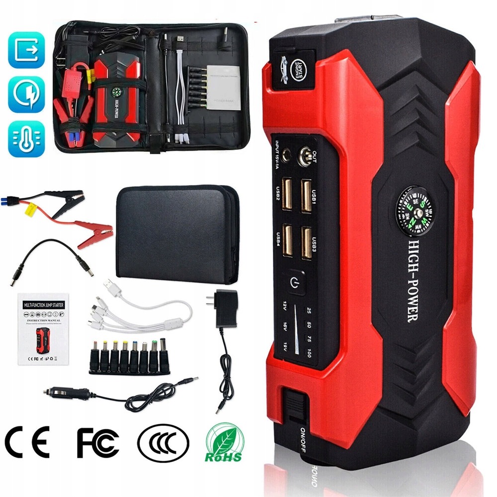 Zařízení Pro Nouzový Start 28000 mAh Powerbank Led Lampa Bliká