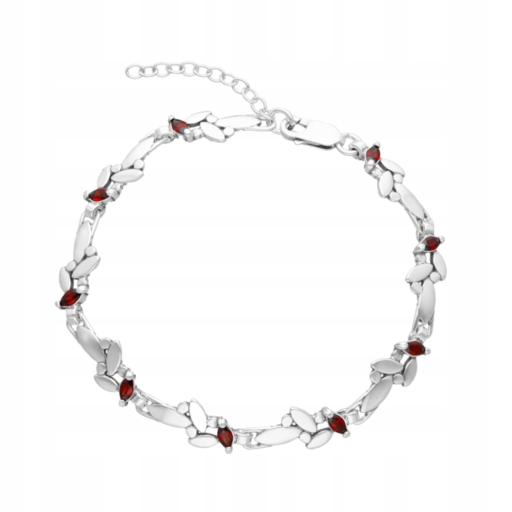 Náramek s vínovou zirkonií stříbro