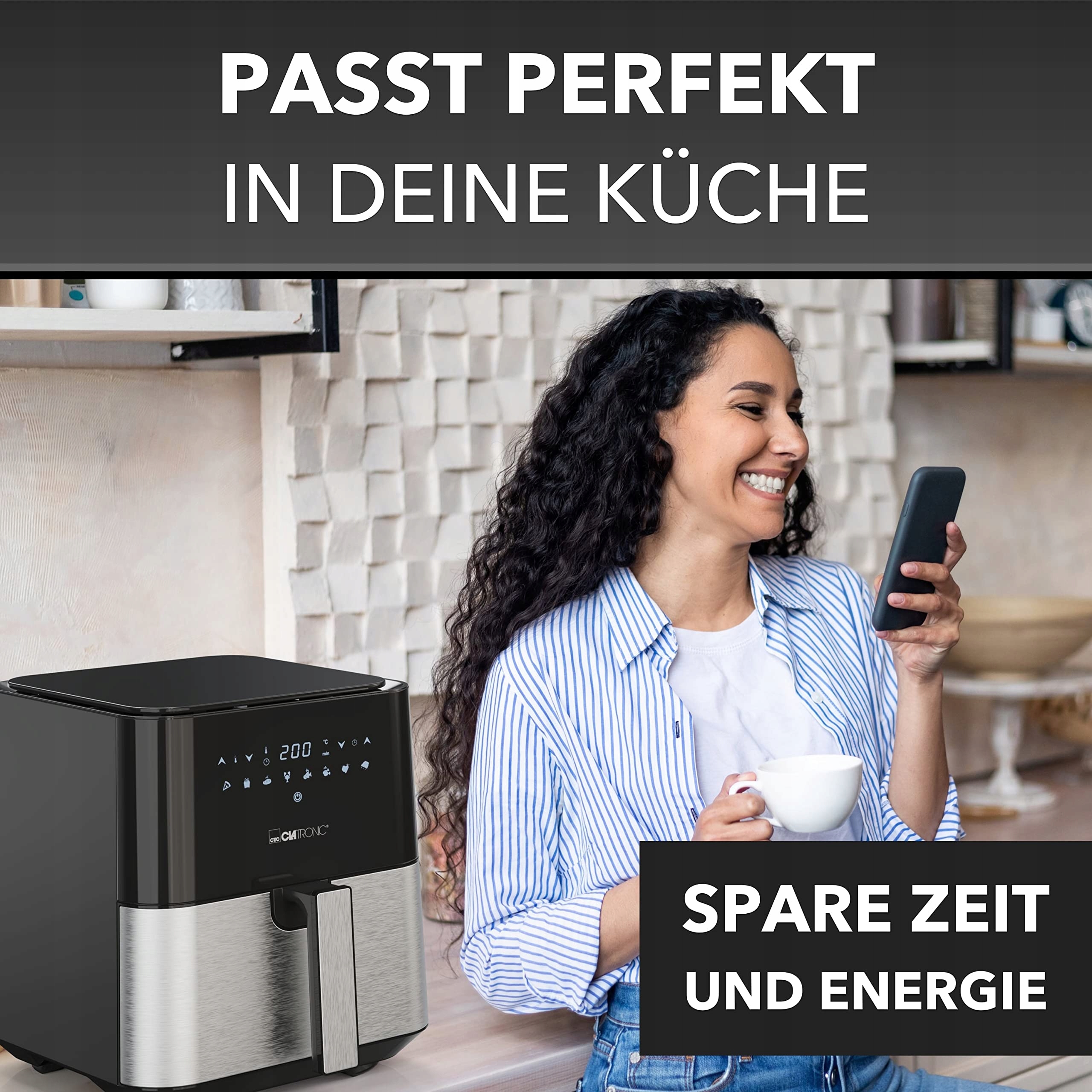 CLATRONIC Frytkownica Beztłuszczowa XXL 5L Cyfrowy Airfryer 8 Programów — miniatura 7