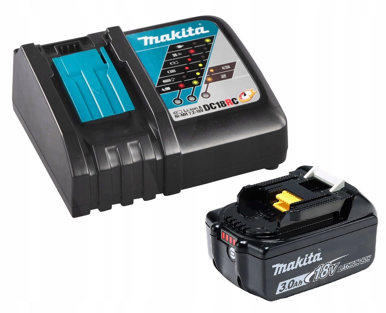 Zestaw Makita Akumulator Bateria 18V 3Ah BL1830b szybka ładowarka DC18RC