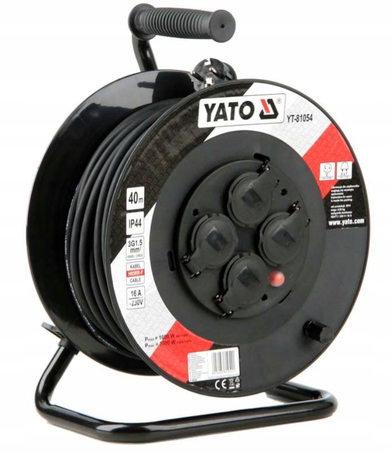 Predlžovací Kábel Bubnový Yato 40 m 4ks Zásuvky do 3000 W