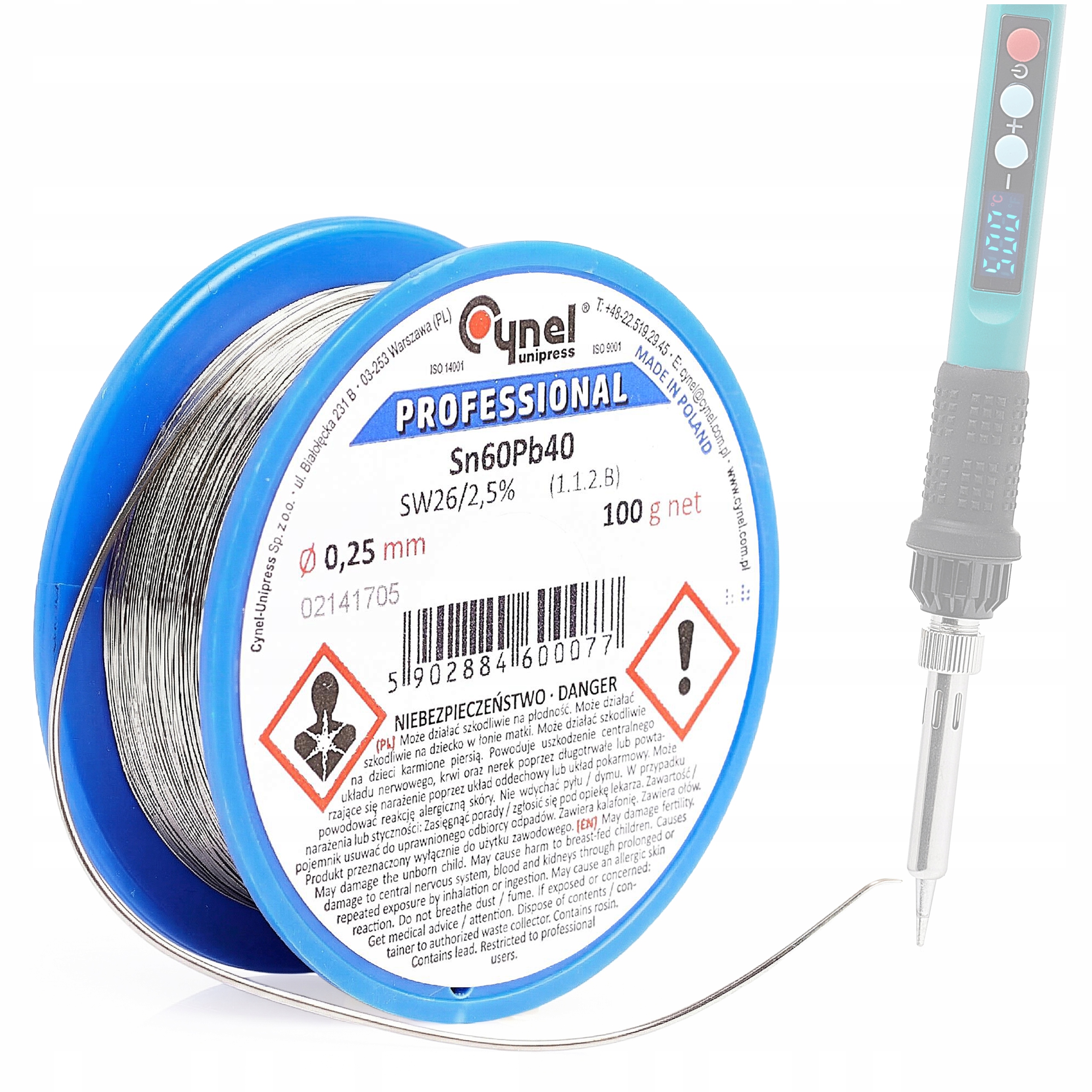 ОЛОВО С ФЛЮСОМ 0,25 ММ 100 Г CYNEL BINDER SN60PB40
