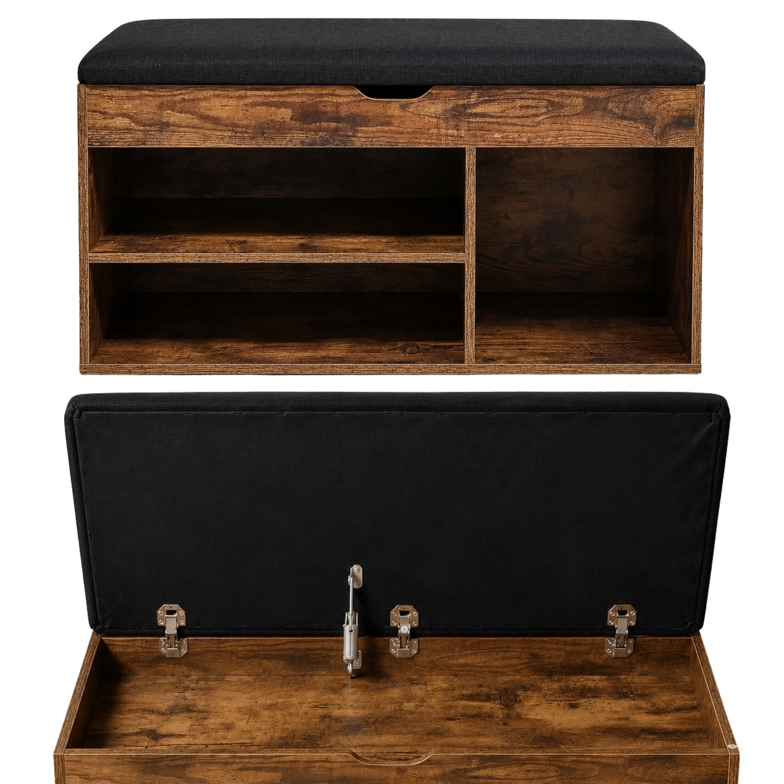 Botník S Sedákem 80X30X43 CM, Tmavě Hnědá Mdf, Do Předsíně