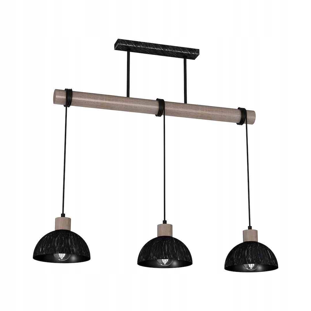 MiLAGRO Závesná lampa Erik Sawn Black/Patinated Wood 3Xe27 Luster
