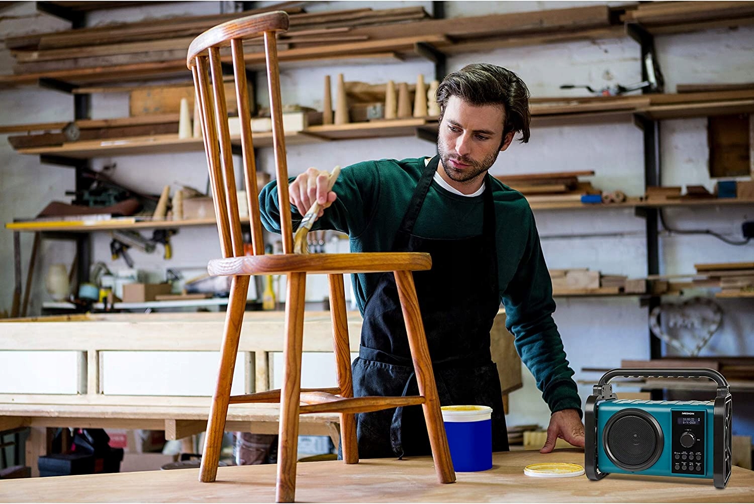 MOCNE CYFROWE RADIO BUDOWLANE DAB+ FM IP44 LAMPA LED BLUETOOTH Kod producenta MD45220