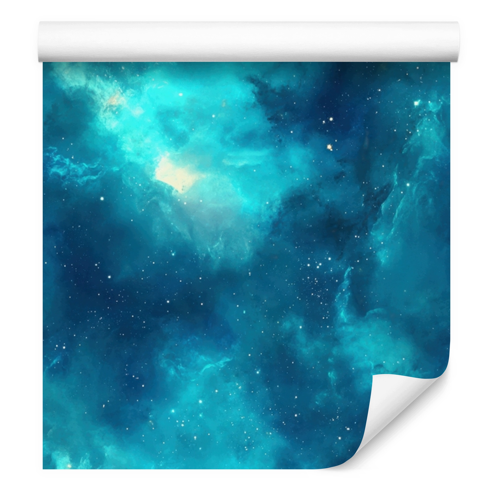Akvarijní tapeta galaxie tyrkysová, světle modrá, granátová a máta 50 x 1000 cm