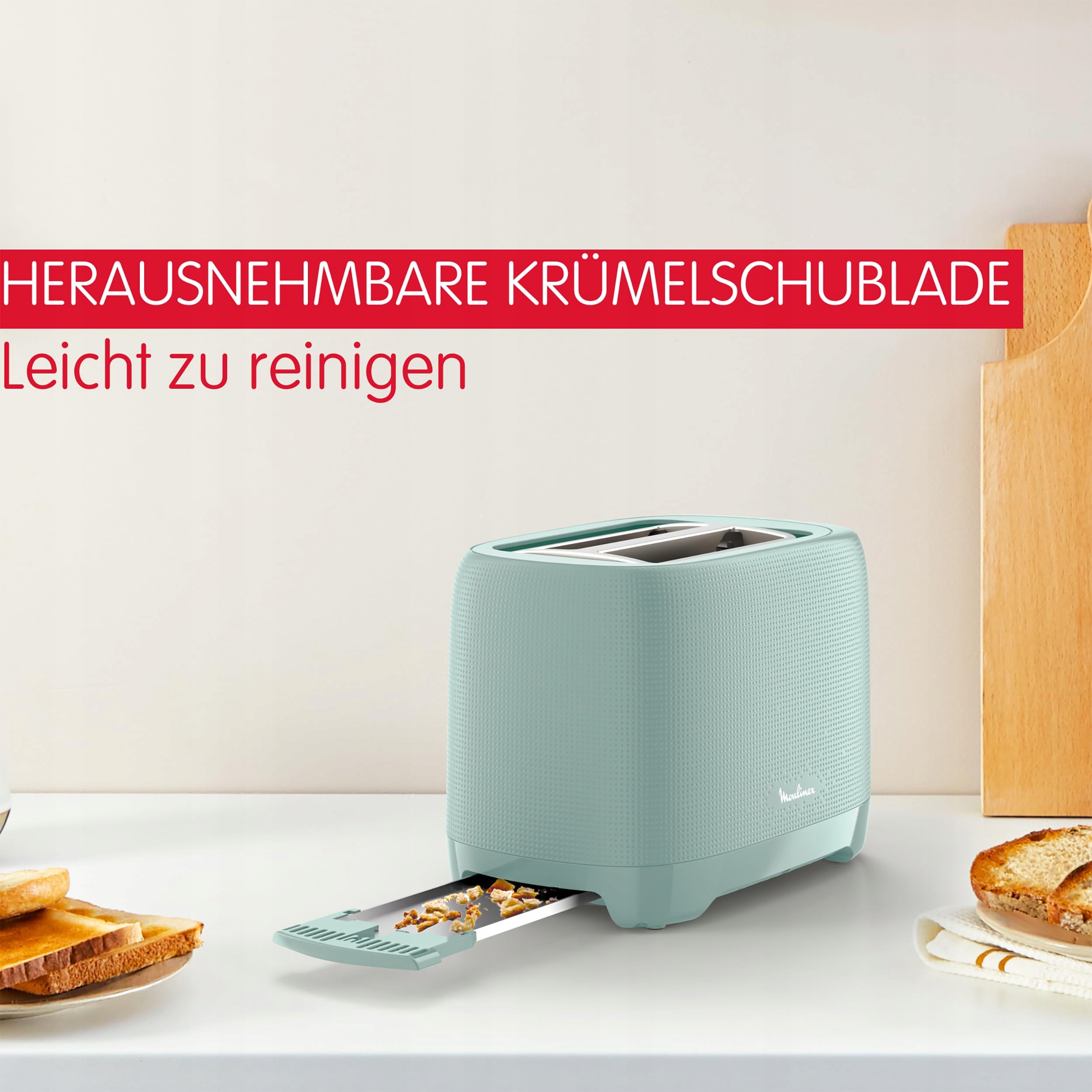 MOULINEX Toster 2 Kromki, 7 Stopni, Szerokie Szczeliny, Eukaliptus — miniatura 8