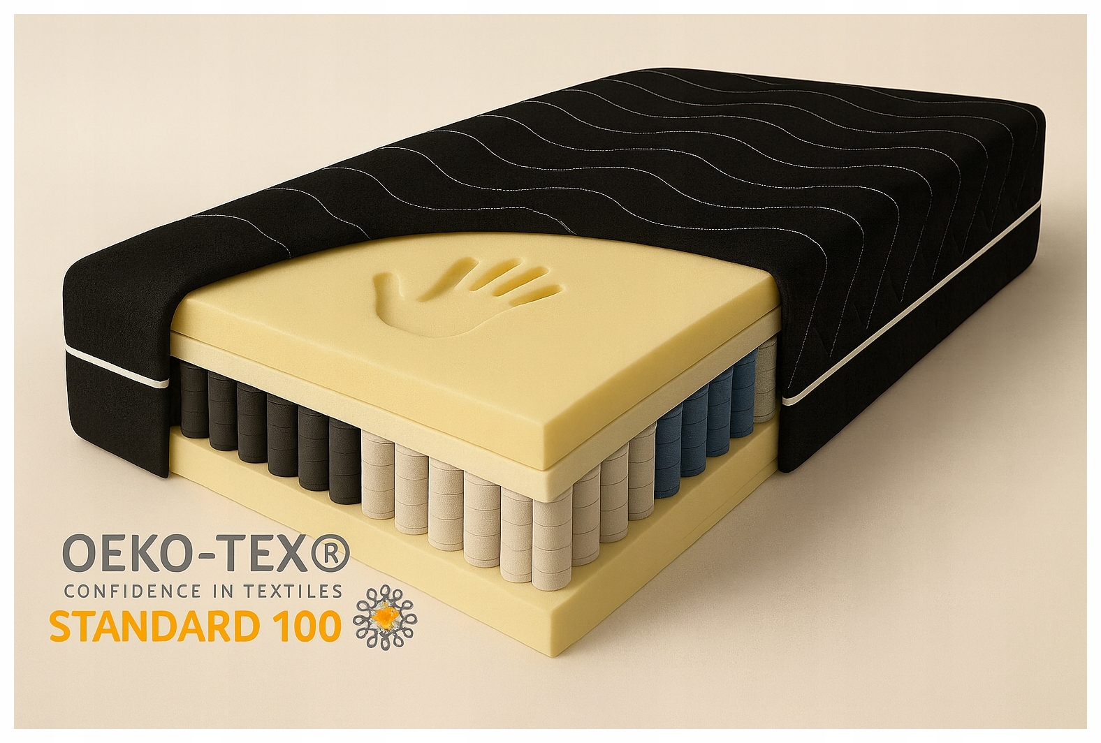 Taštičková matrace Visco 75x190 Černá pocket 21 cm Memory pružinová