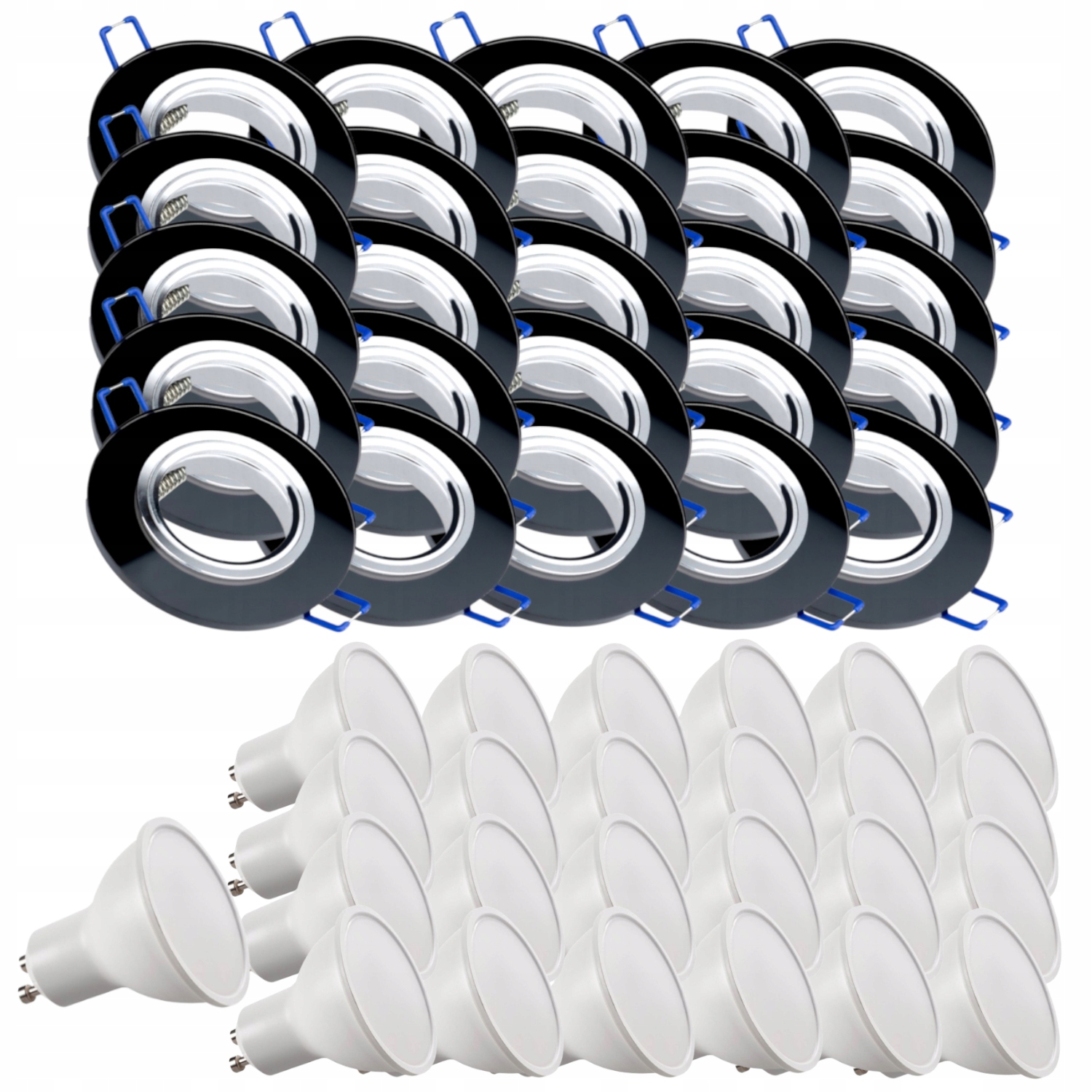 25x Szklana Czarna Lampka Sufitowa Okrągła Oprawka Oczko +żarówki Led 10W