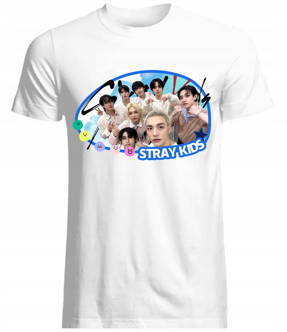 Koszulka K-pop Stray Kids Biały Tekstura 100% Bawełna Wysokiej Jakości S