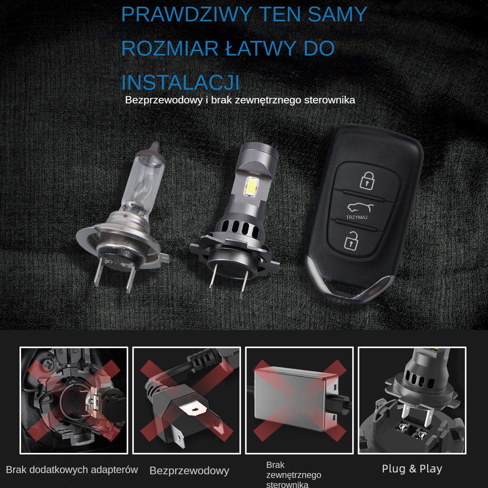 Zestaw żarówki LED H7 CANBUS HOMOLOGACJA +700% 1:1 MOCNE PRO 1:1 H18 Rodzaj LED