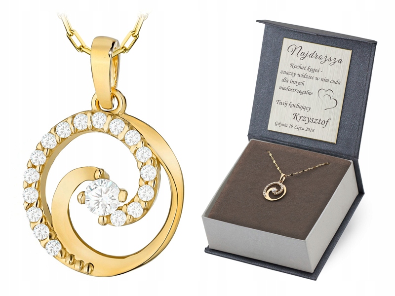 Zlatý Náhrdelník 38 Cm pr. 585 Přívěsek Yin Yang Znamení rovnováhy Zirkony 14k