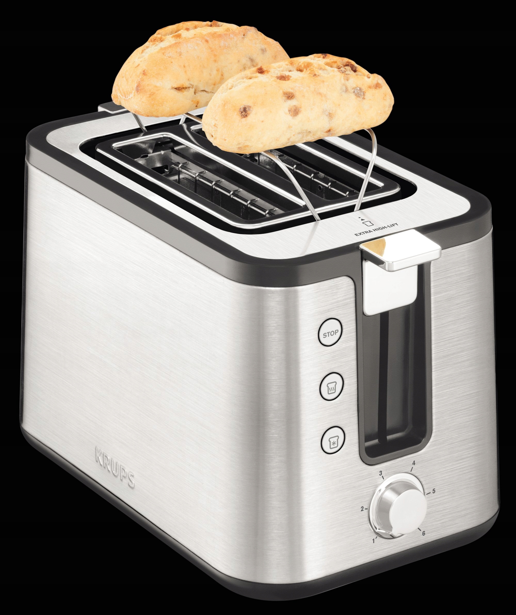KRUPS KH442D Toster Premium 2 Kromki 850W Srebrny Czarny — miniatura 5