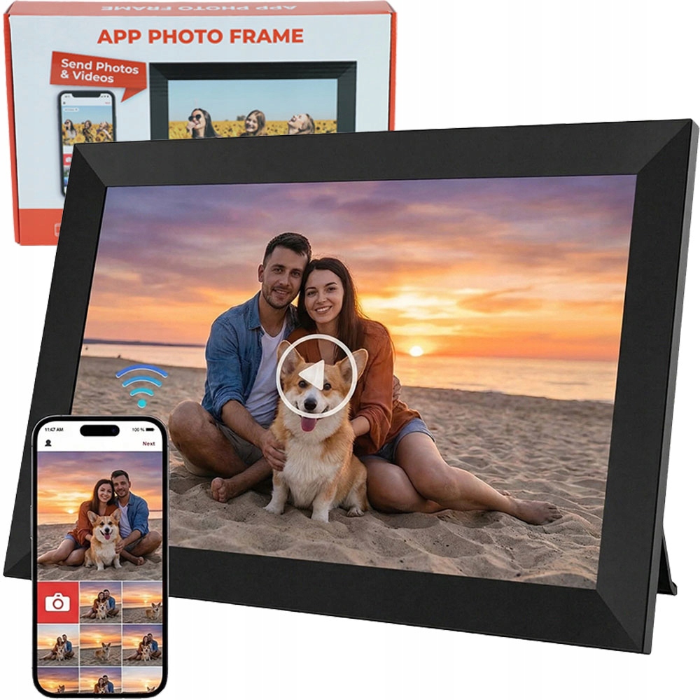 Rámeček Digitální Frameo WiFi 10.1" 64GB Dotykový Dálkové Sdílení Černá