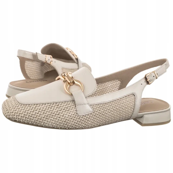 Kožené dámské baleríny Caprice krémové 9-29410 Off White béžové