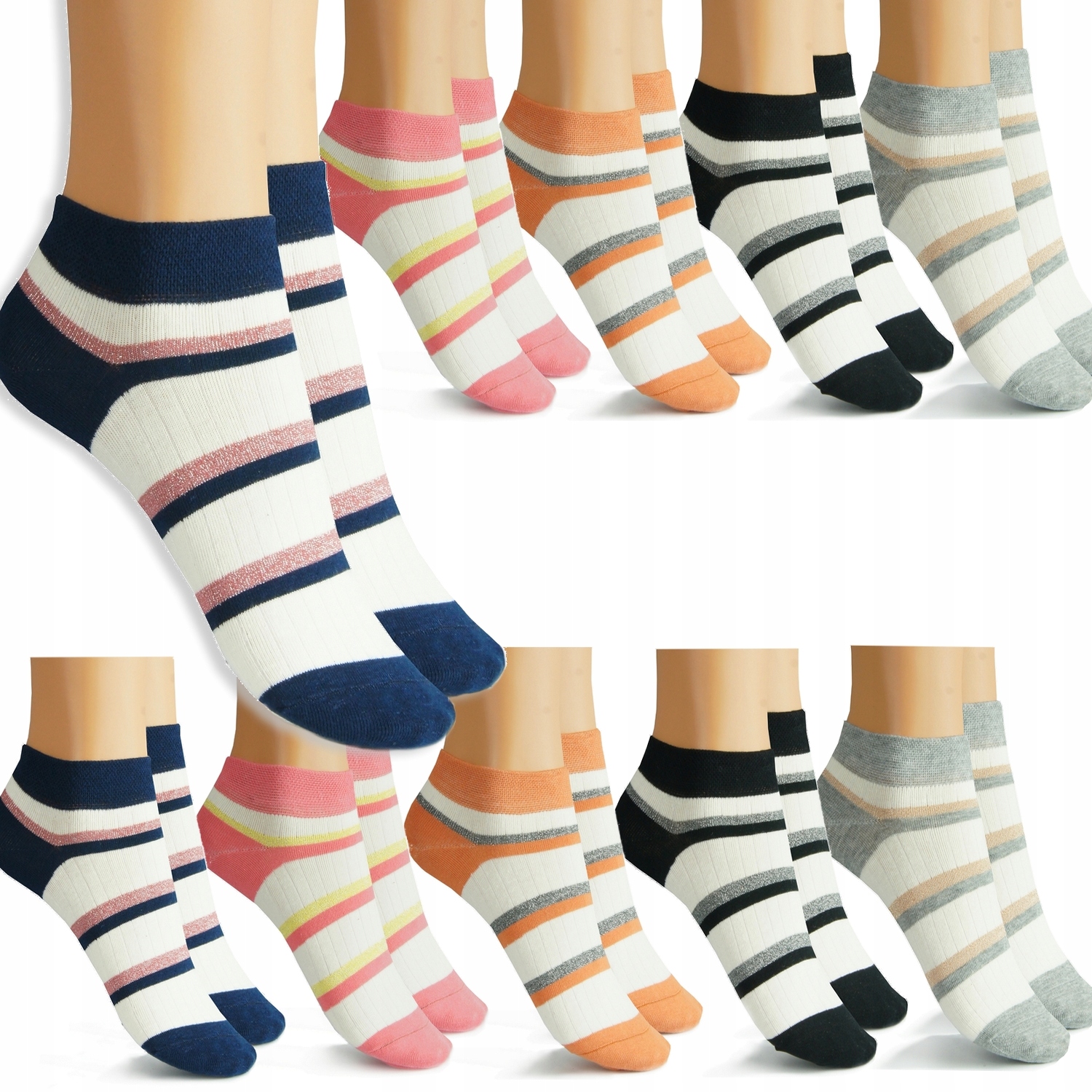 

10-pak Stopki Oddychające Bambusowe Damskie 35-38