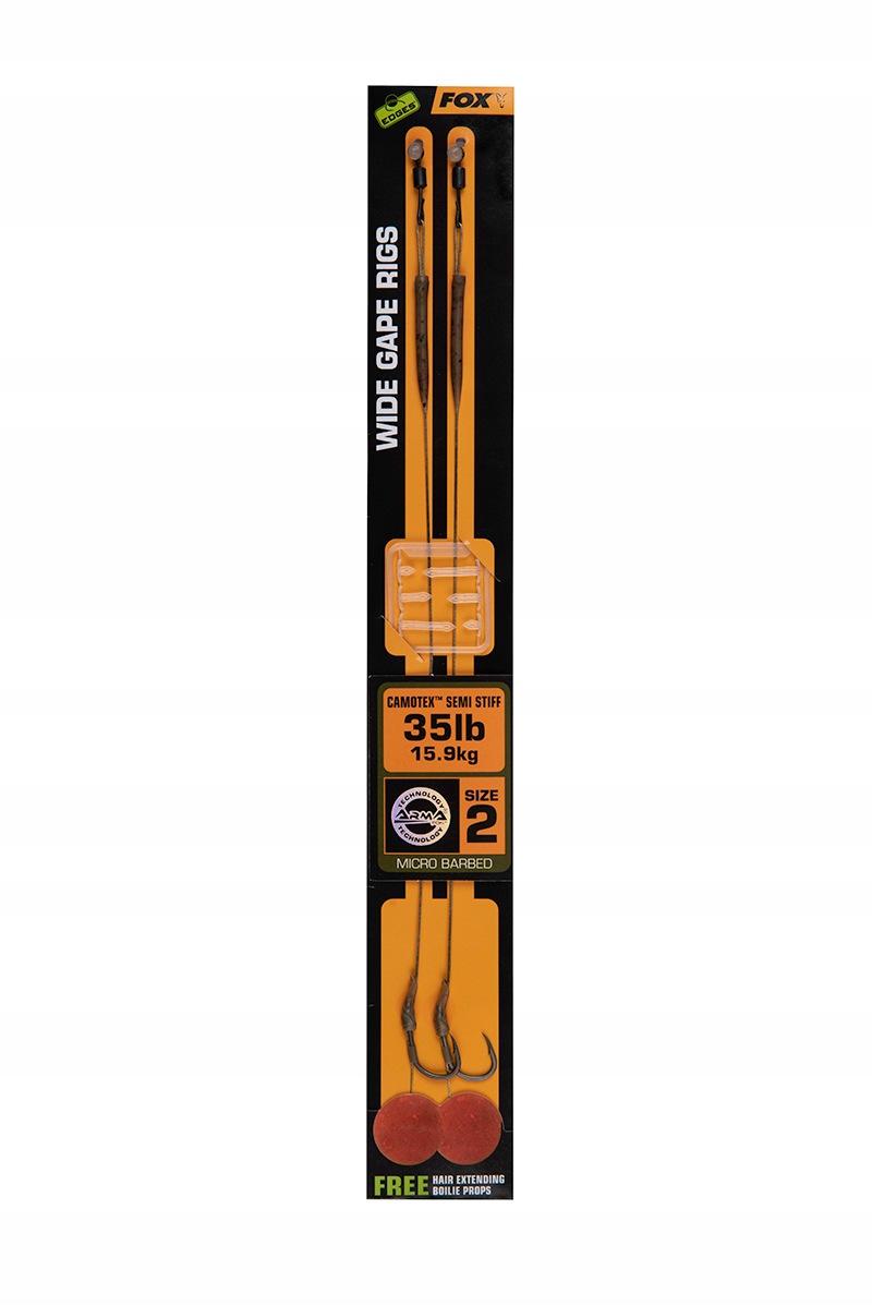 Fox Gotowe Przypony Wide Gape Camotex Semi Stiff Rozmiar 2 35 lb
