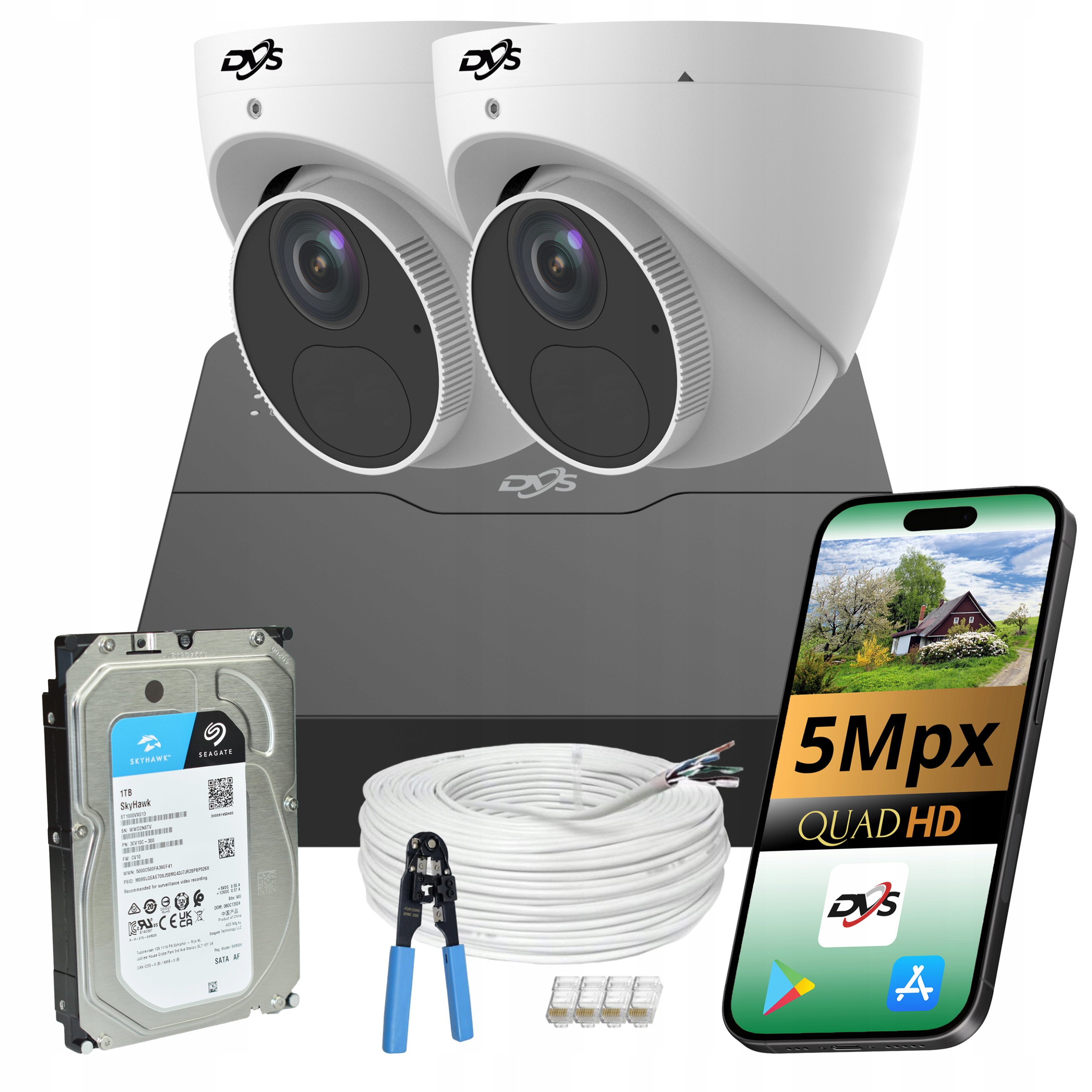 Set Na Monitorovanie Ip Kamery 5Mpx Poe Metal Vonkajšie Dvs