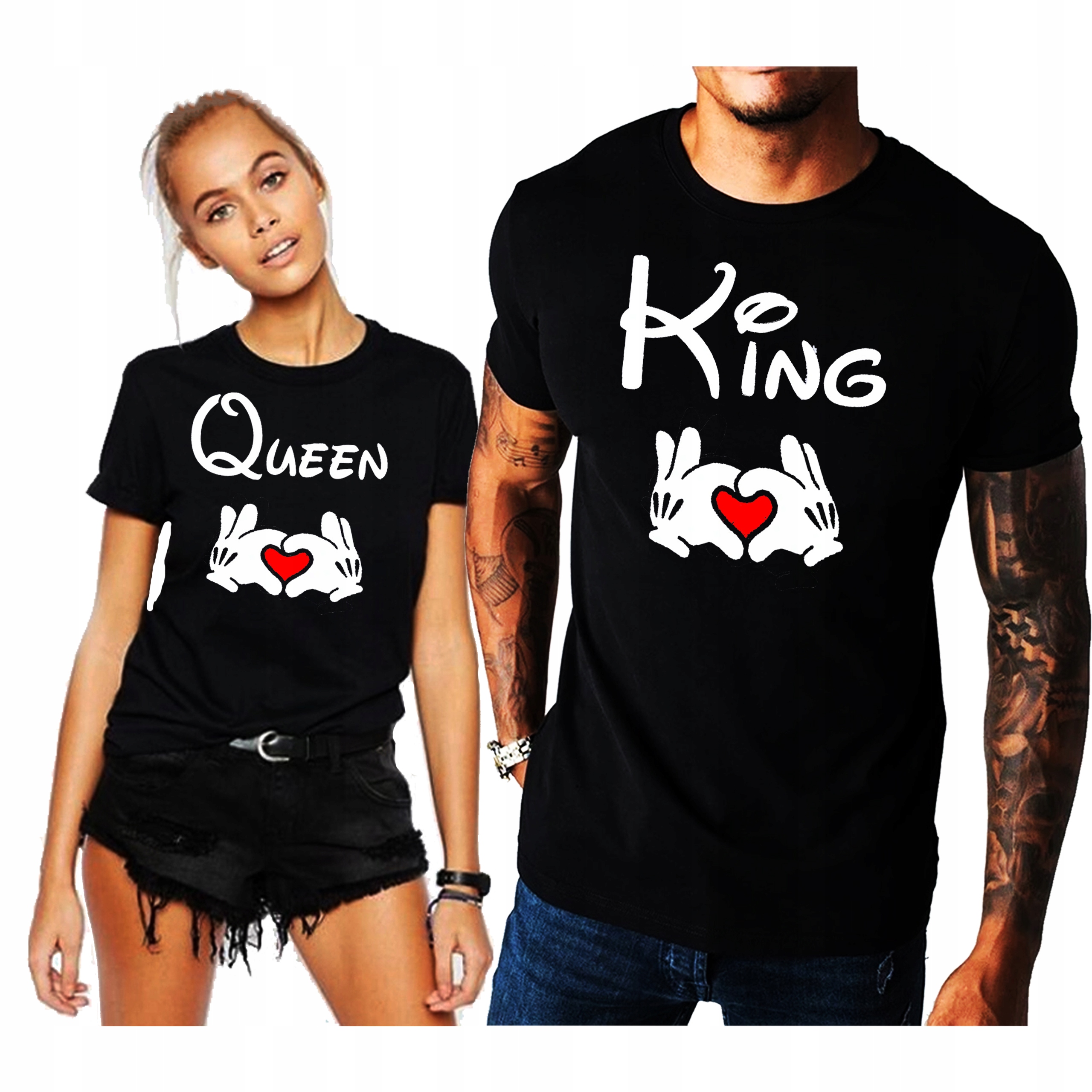 

Koszulki T-shirt dla par Queen&king Walentynki