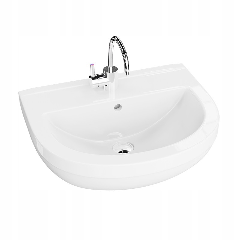 Závěsné umyvadlo Bart 500 Bílá, keramická barva 50 cm, minimalistický design