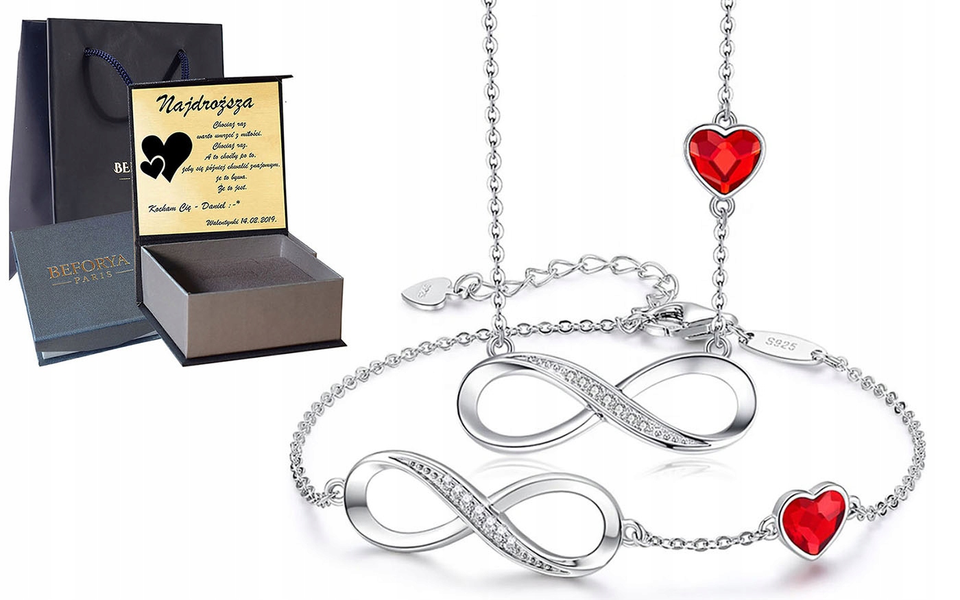 

Bransoletka Naszyjnik Komplet Srebro 925 Swarovski