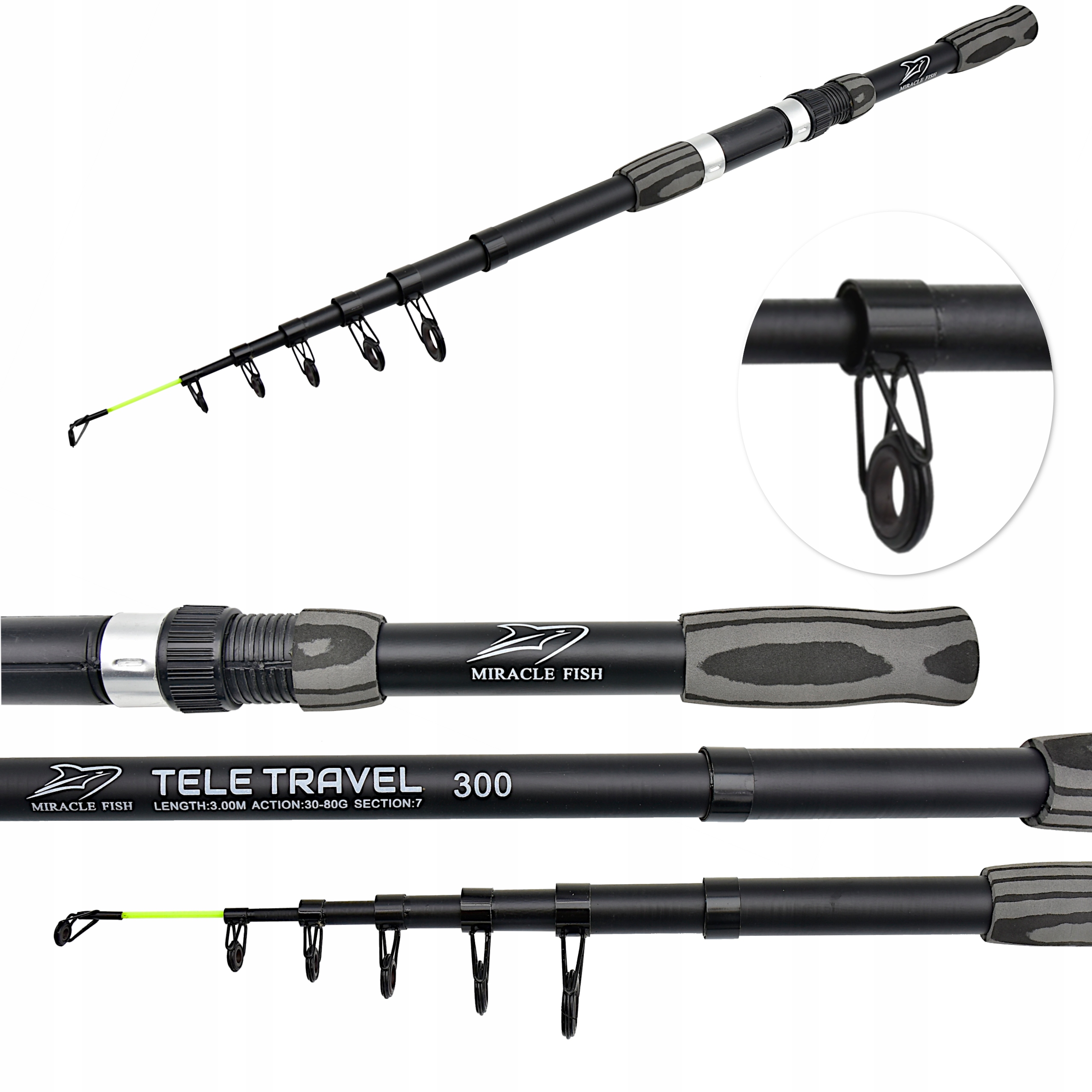 Wędka teleskopowa Miracle Fish TELESKOP TRAVEL 300 cm Wyrzut: 30-80g 3,0m