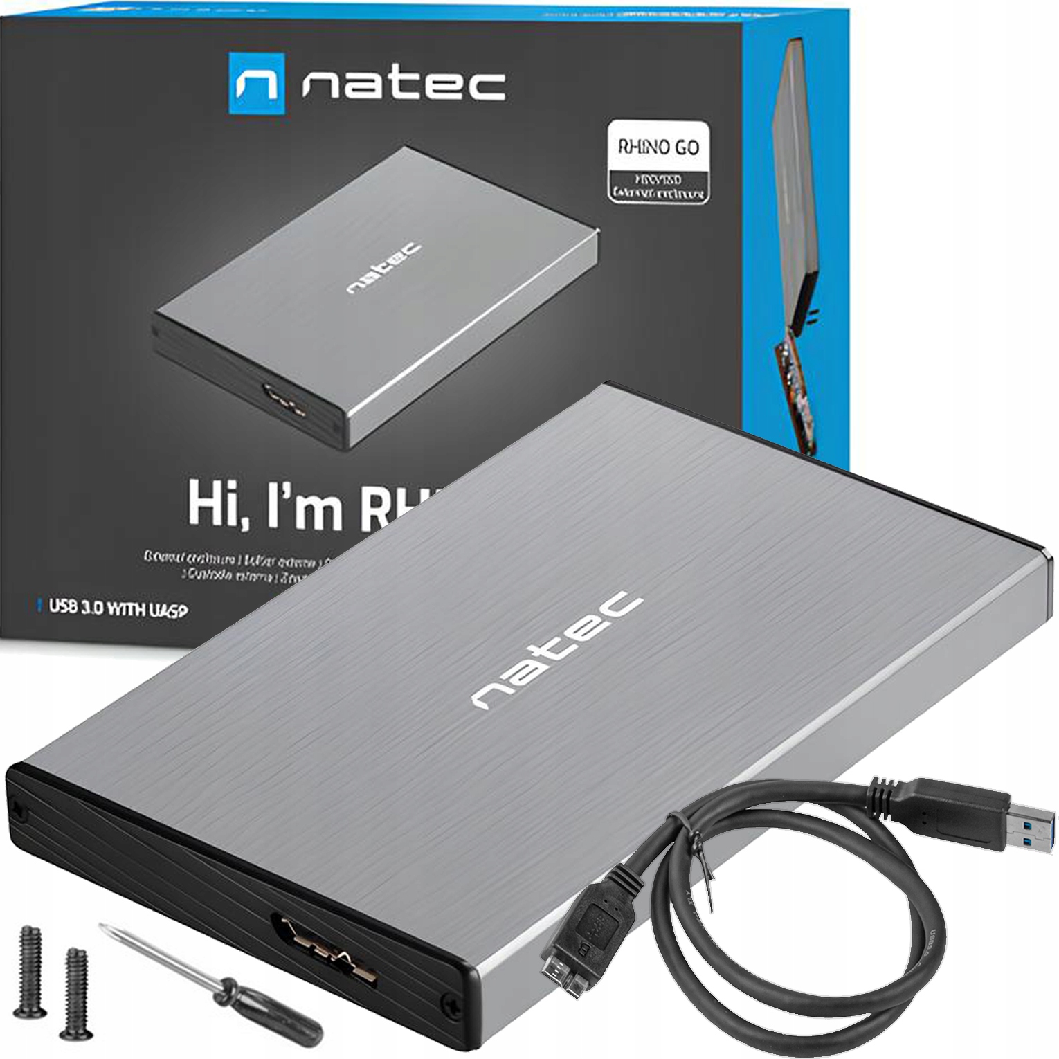 SZARA OBUDOWA DYSKU SSD USB 3.0 KIESZEŃ DYSK HDD 2,5 CALA 6 Gb/s DO 4TB