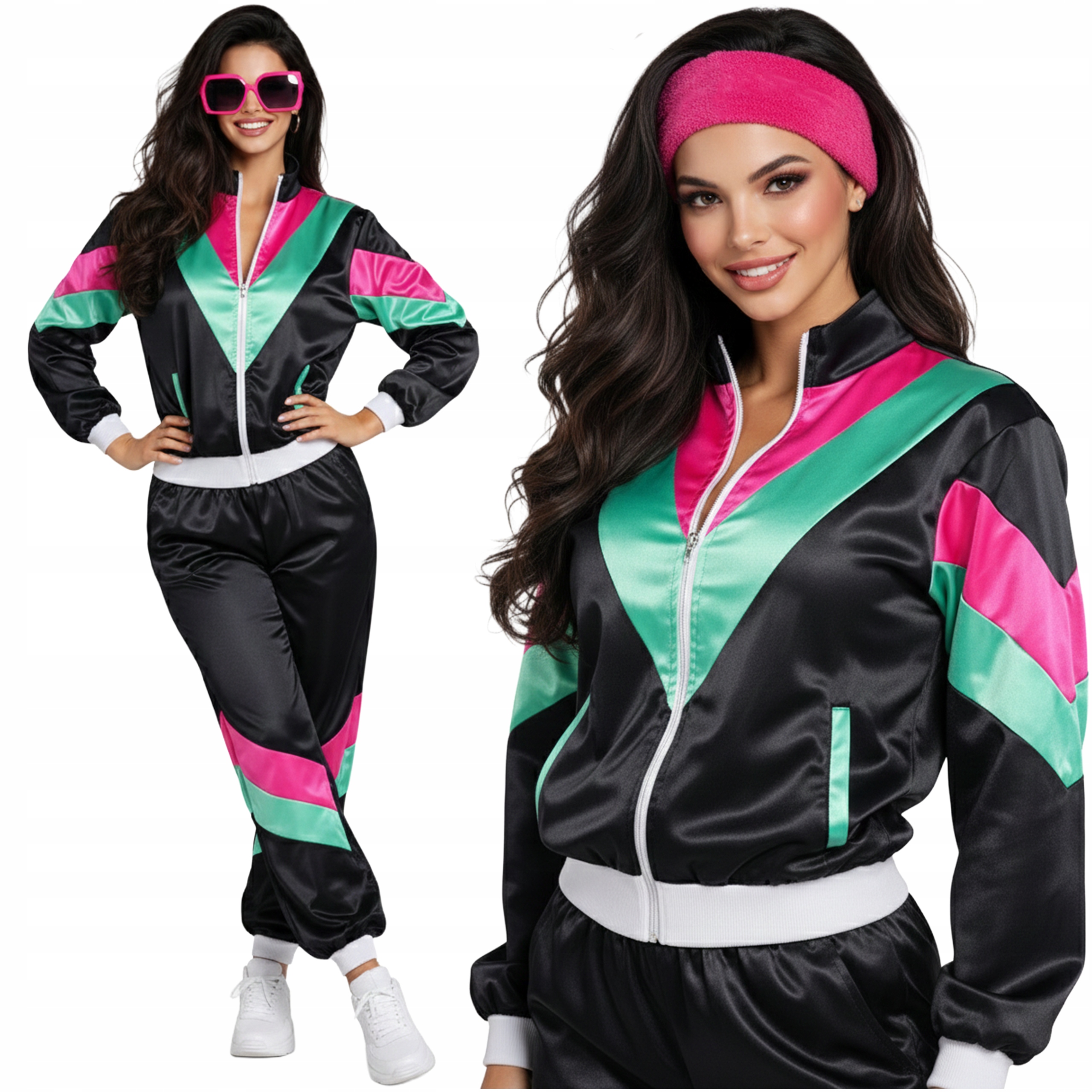 Dres strój lata 80 przebranie Retro dresy kostium Disco bluza vintage L