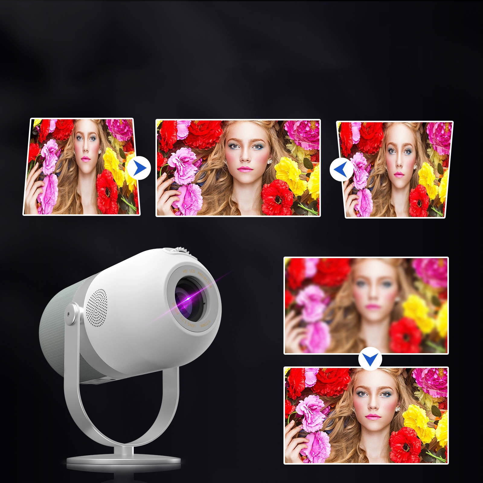 MINI PROJEKTOR 360 ANDROID WiFi PRZENOŚNY RZUTNIK FULL HD do telefonu USB Kolor biały