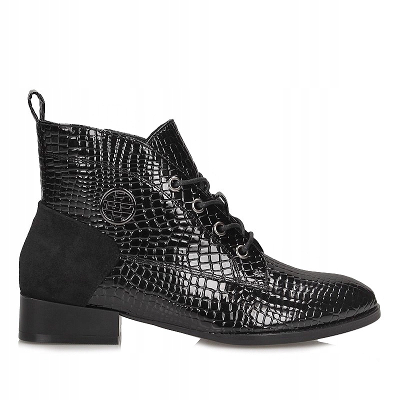 Filippo DBT4824/25 Bk Černé lakované nad kotník kotníkové boty