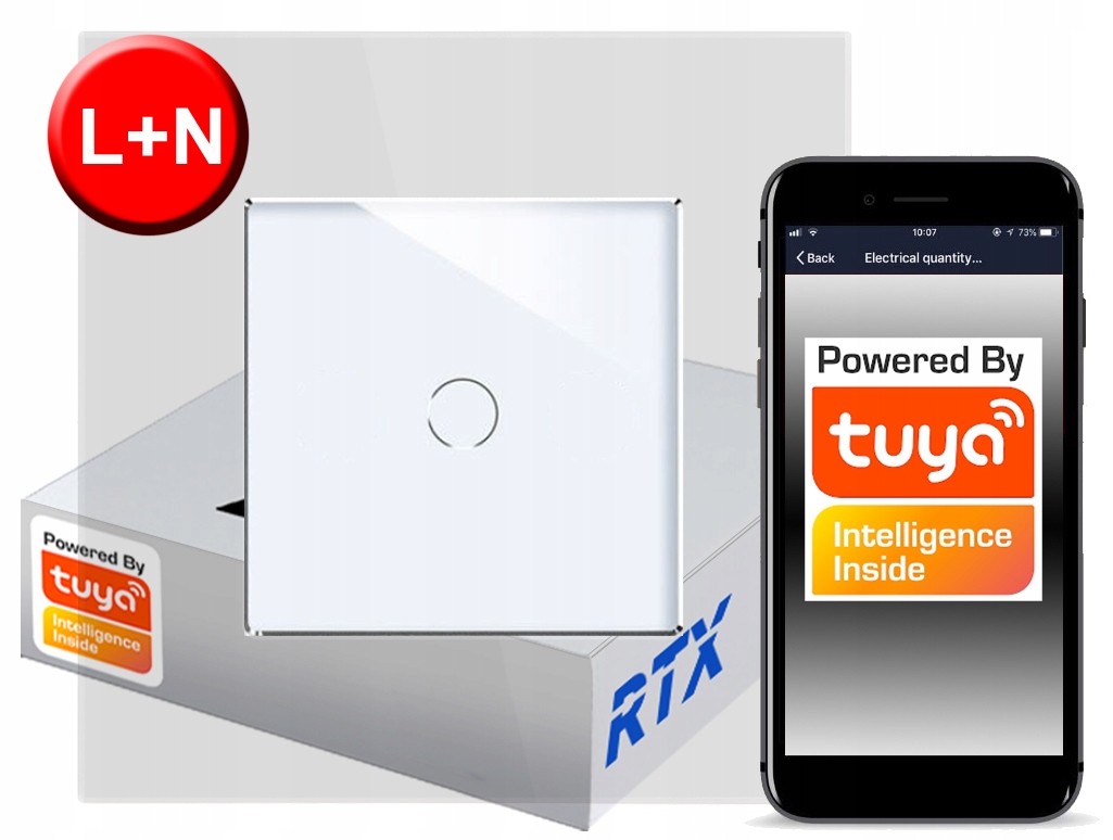 

Włącznik Dotykowy 1 obw. ZigBee Tuya Rtx Sh# L+n
