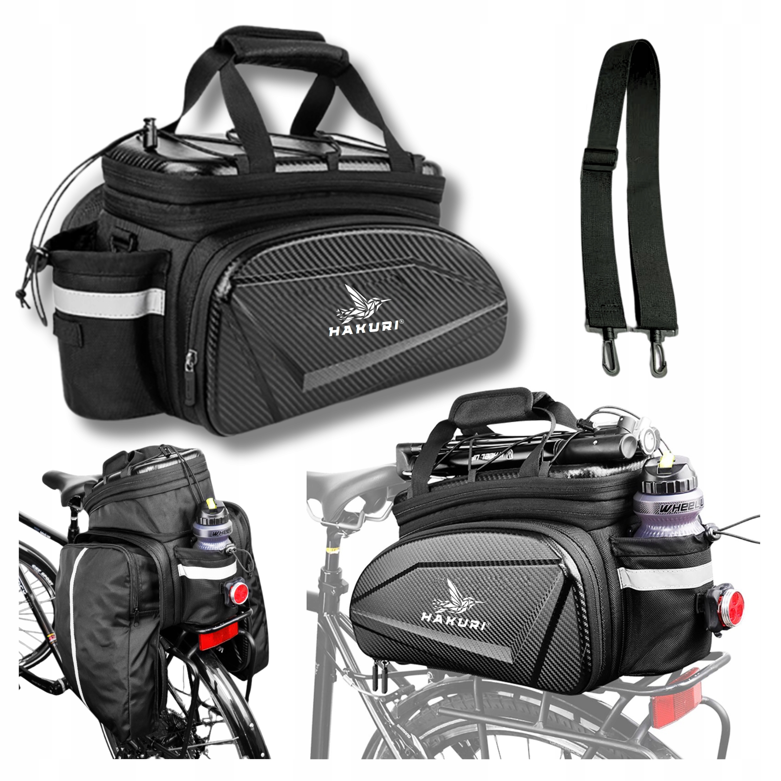 Cyklistická Brašna na nosič Velká Kufr Obal na opasek 3v1 14/17/35L