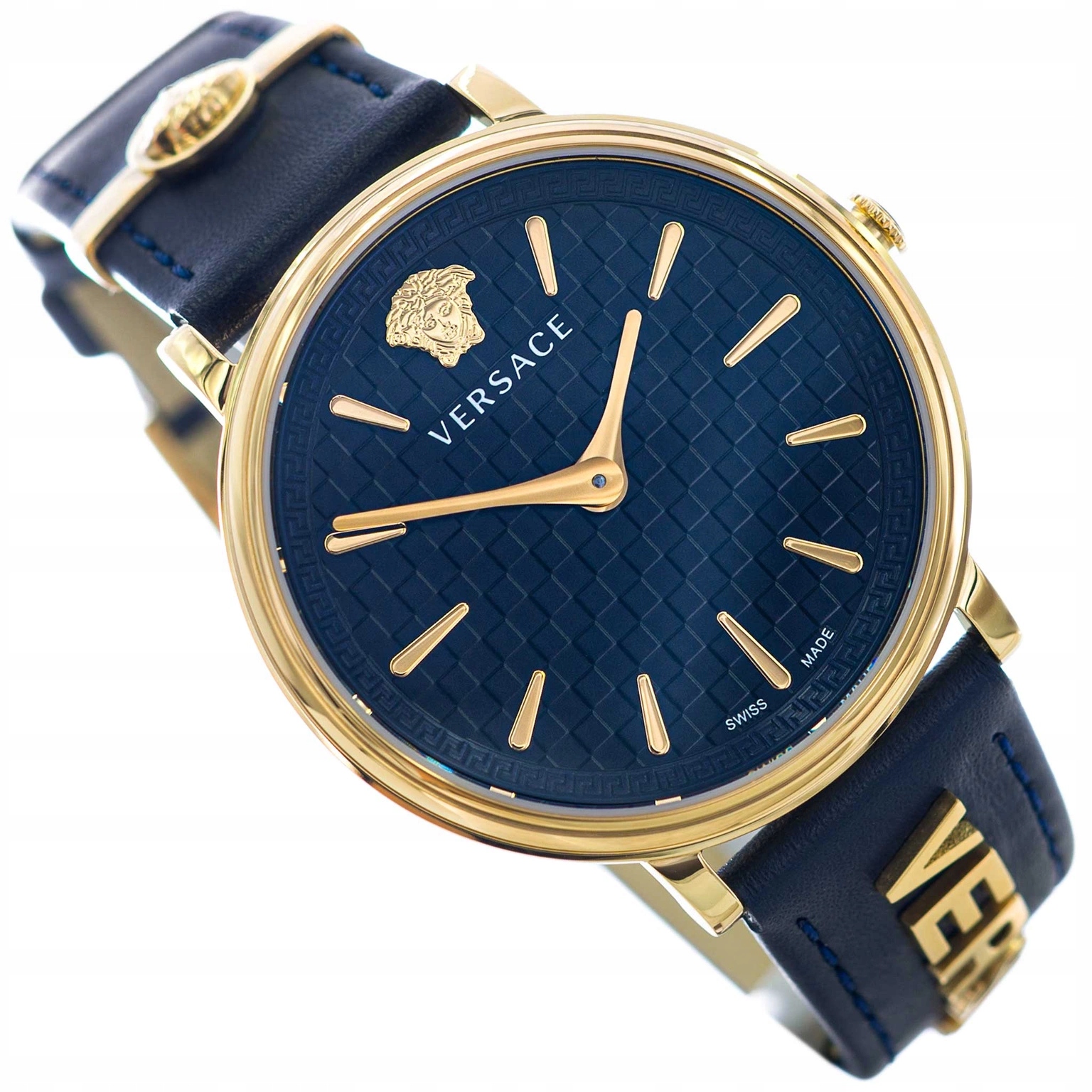 Dámské Hodinky Versace V-circle VE8104522 Tmavě Modré S Elegantním Řemínkem