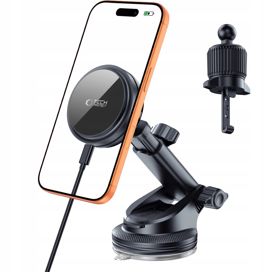 Uchwyt samochodowy na szybę kratkę deskę, ładowanie Qi2.2 25W, Tech-Protect