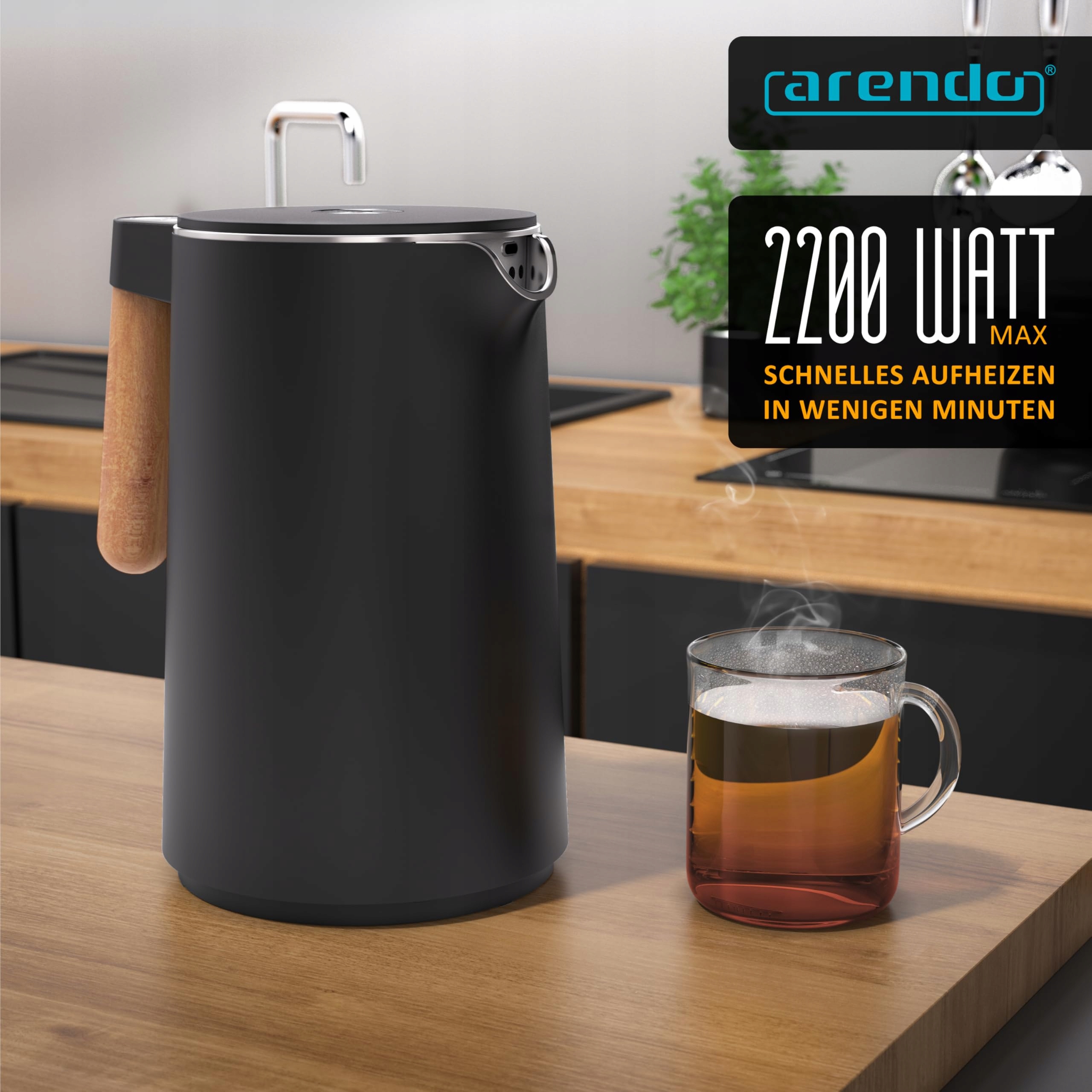 ARENDO Czajnik Elektryczny 1.5L Stal Nierdzewna BPA Free — miniatura 7