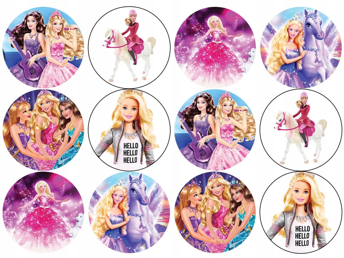 Opłatki na muffiny babeczki Barbie 12 sztuk Rodzaj ozdoby waflowe