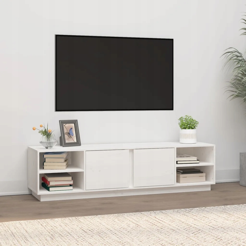 Petrashop Tv skříňka bílá 156 x 40 x 40 cm masivní borové dřevo Bílá 81445