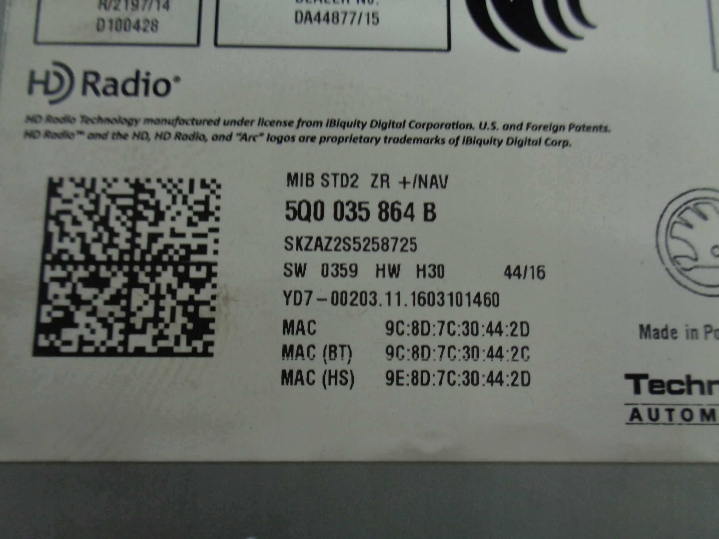 OCTAVIA III FABIA III MULTIMEDIA card reader CD