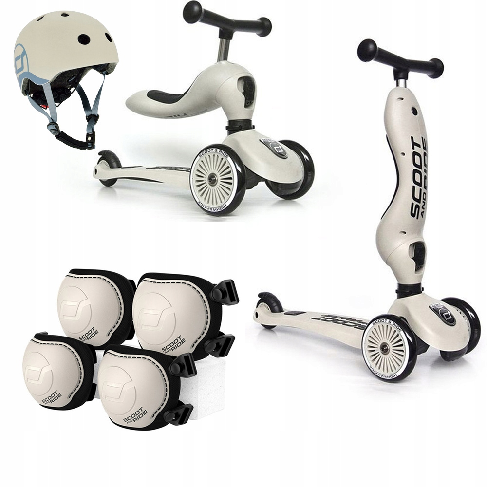 Hulajnoga Scoot And Ride 2w1 Highwaykick 1 Kask +Ochraniacze Ash