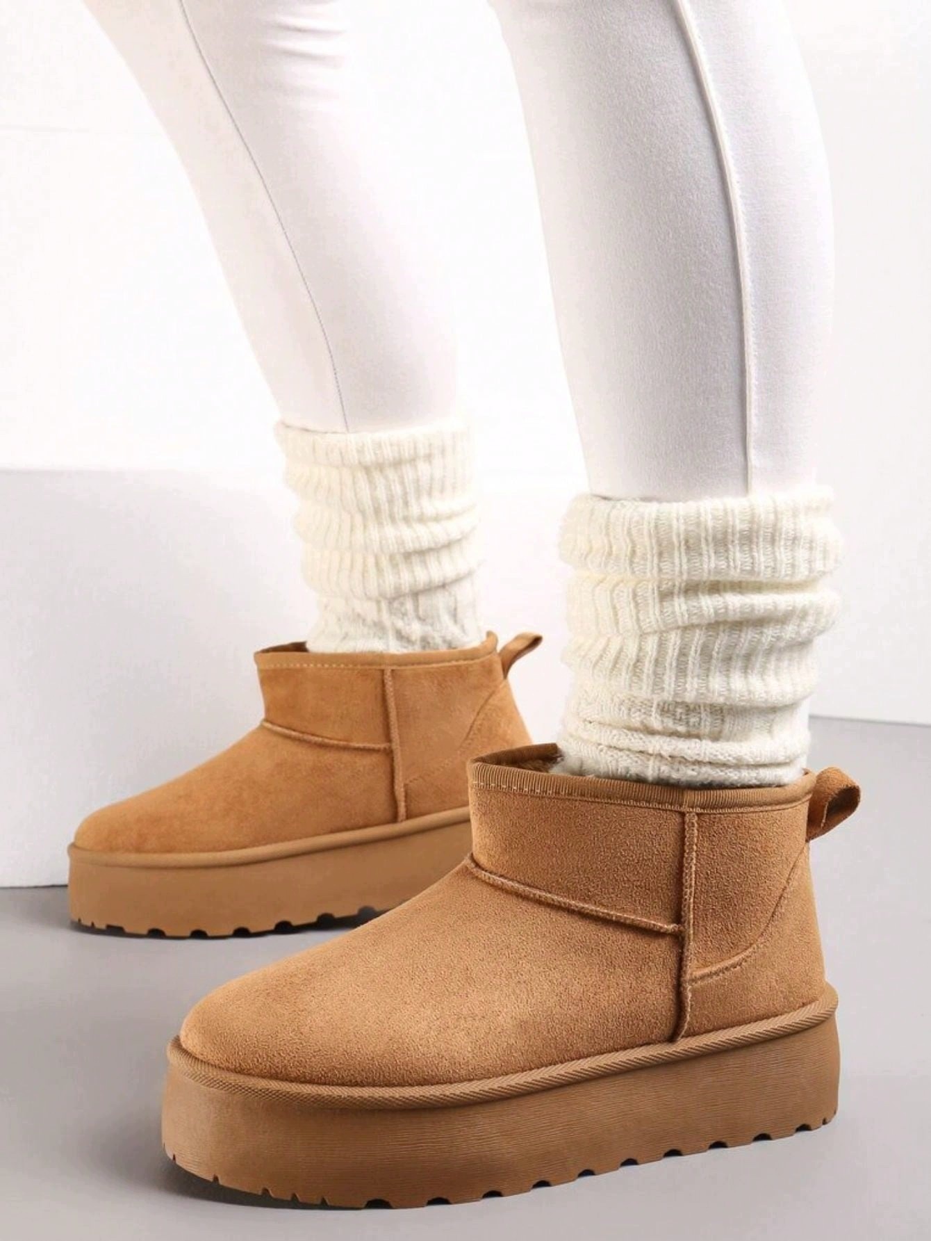 Dámské Kotníkové Boty Sněhule Camel Na Platformě Semišové Zimní Teplé Shein 41