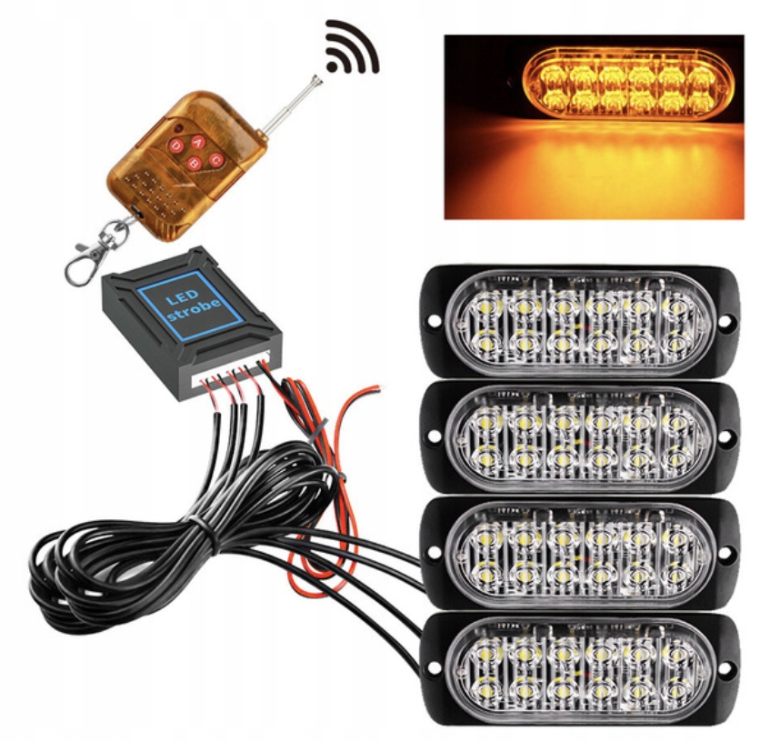 STROBOSKOP LED POMARAŃCZOWE ŚWIATŁA AWARYJNE 12V Informacje dodatkowe żarówki w zestawie