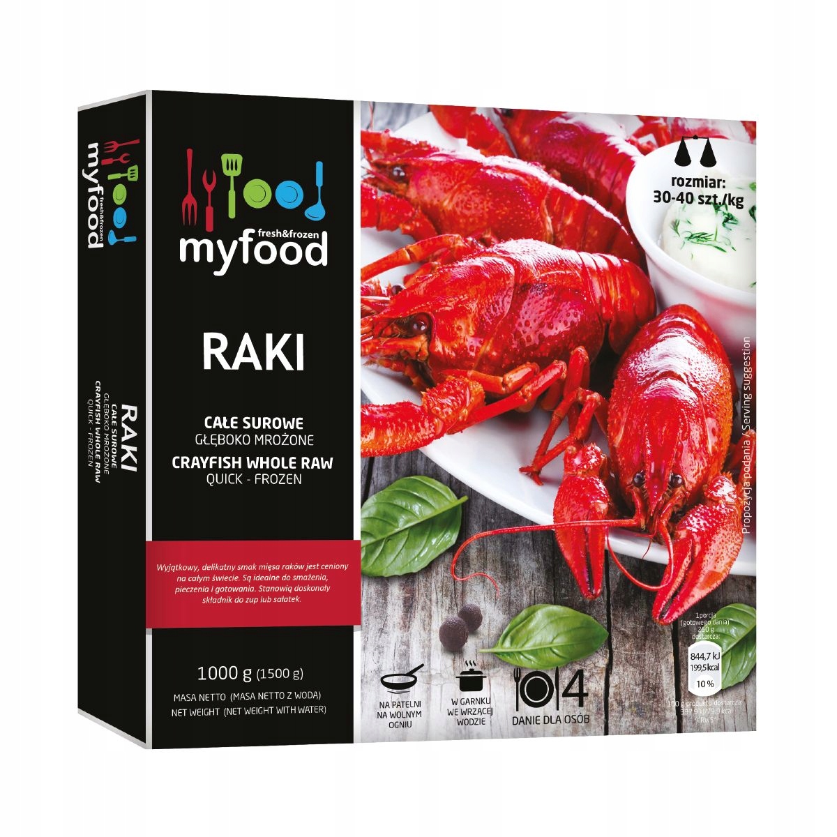Raki Czerwone Luizjańskie Całe Surowe 30-40szt./kg 1kg Mrożone Myfood