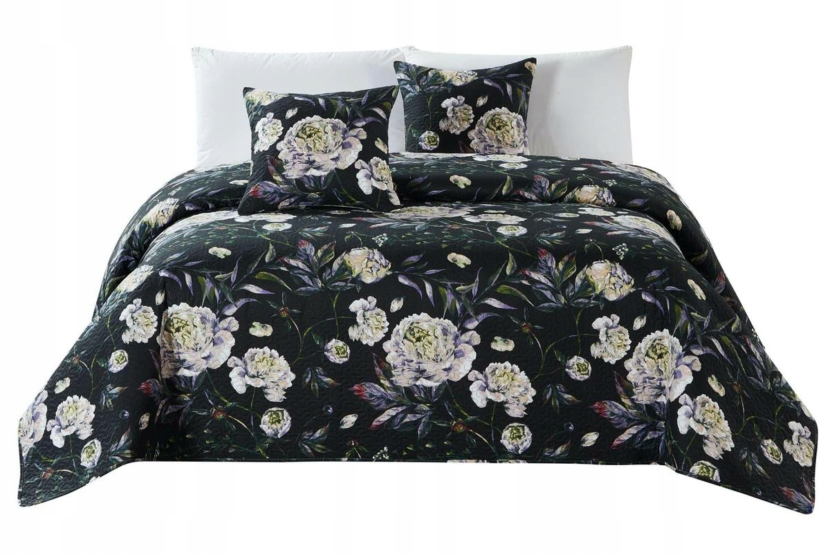 

Narzuta 140x200 Peony peonie kwiaty czarna